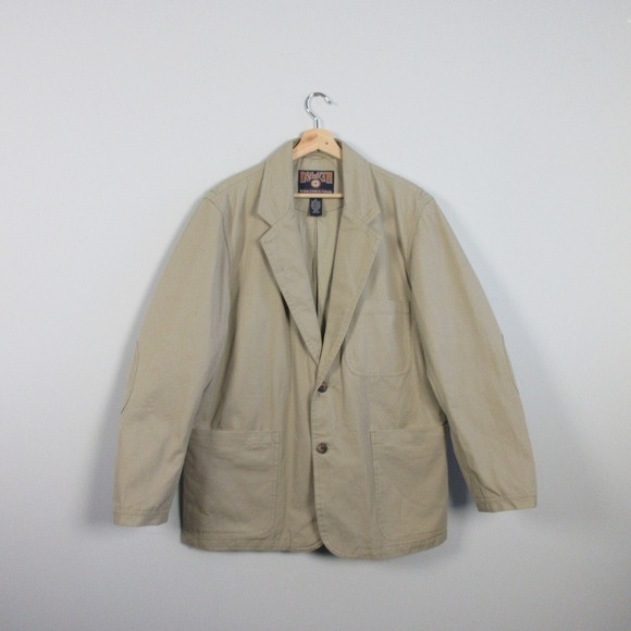 Duluth Trading Men's Canvas Presentation Blazer Jacket Workwear Khaki Tan L 1366 - Picture 1 of 16